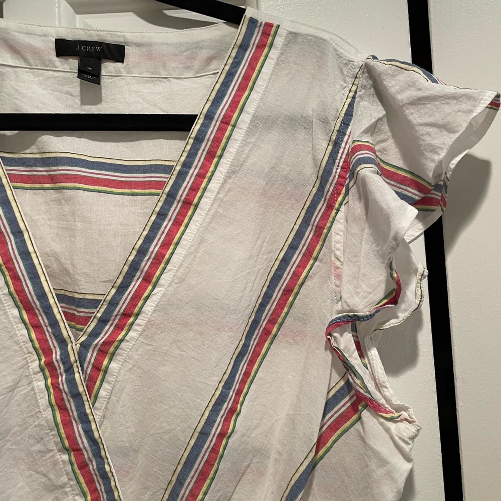 J. Crew Faux Wrap Linen Peplum Top - Size 16